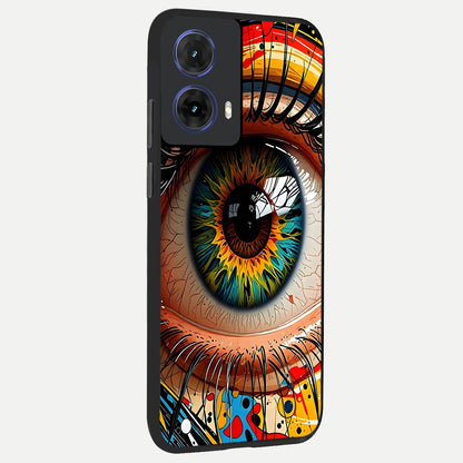  Colorful Eye back cover For Moto G85 slim fit glass case with vibrant aesthetic design