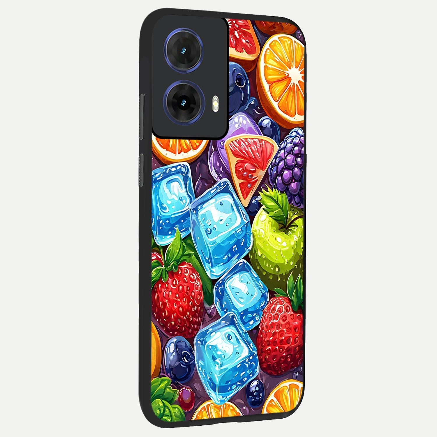  Colorful Fruits with Ice back cover For Moto G85 slim fit glass case with vibrant aesthetic design