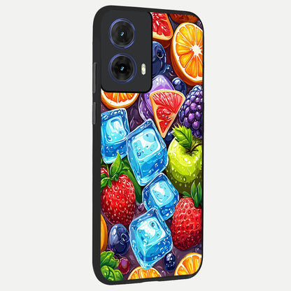  Colorful Fruits with Ice back cover For Moto G85 slim fit glass case with vibrant aesthetic design