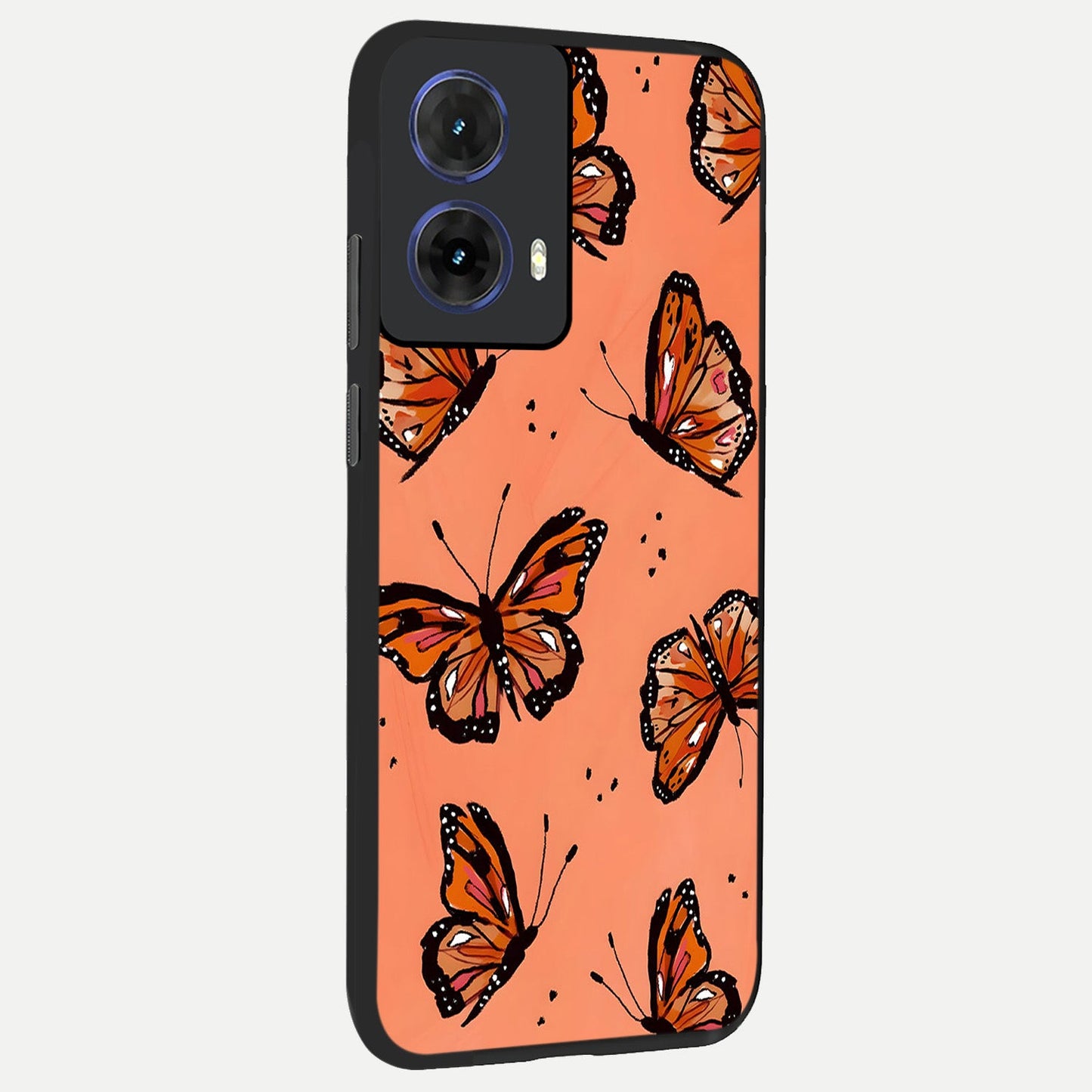  Coral Wing Butterfly back cover For Moto G85 slim fit glass case with vibrant aesthetic design