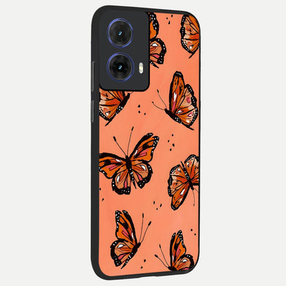  Coral Wing Butterfly back cover For Moto G85 slim fit glass case with vibrant aesthetic design