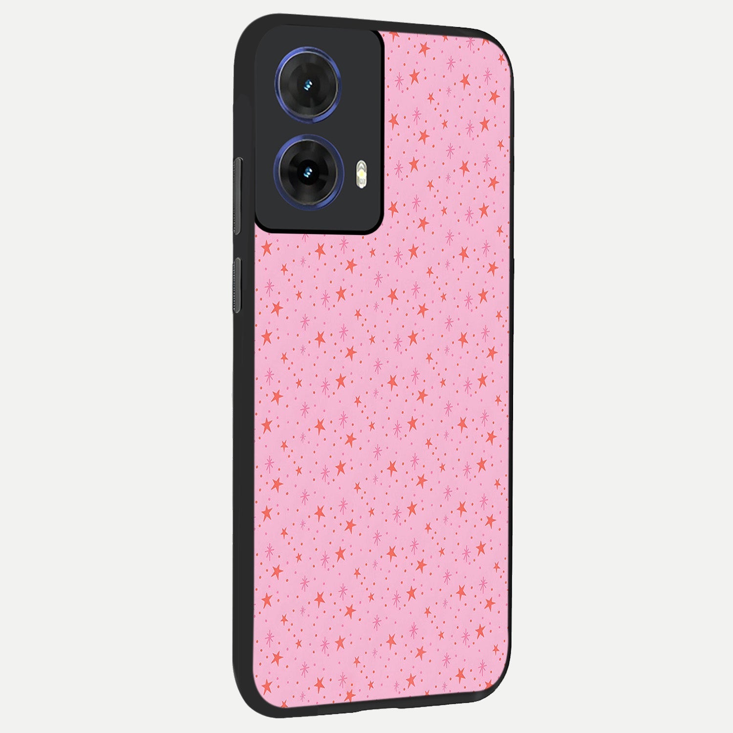  Cosmic Pink Sparkle back cover For Moto G85 slim fit glass case with vibrant aesthetic design