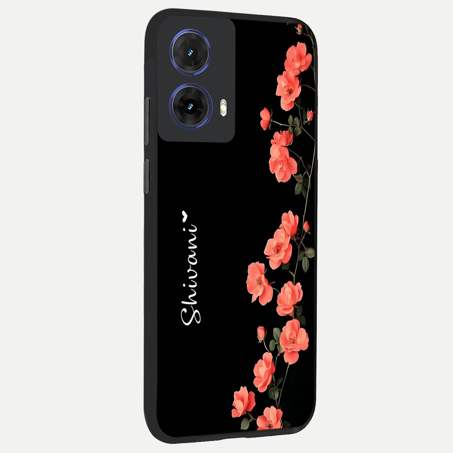  Crimson Bloom Grace Custom Name back cover For Moto G85 slim fit glass case with vibrant aesthetic design