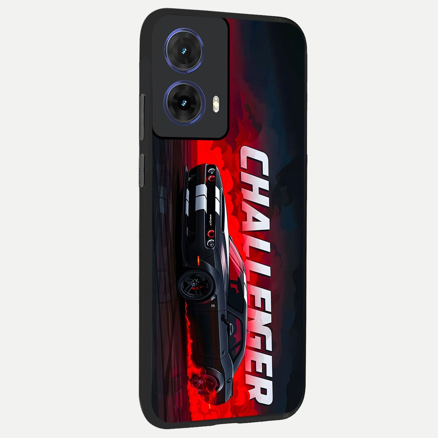  Crimson Challenger Fury back cover For Moto G85 slim fit glass case with vibrant aesthetic design