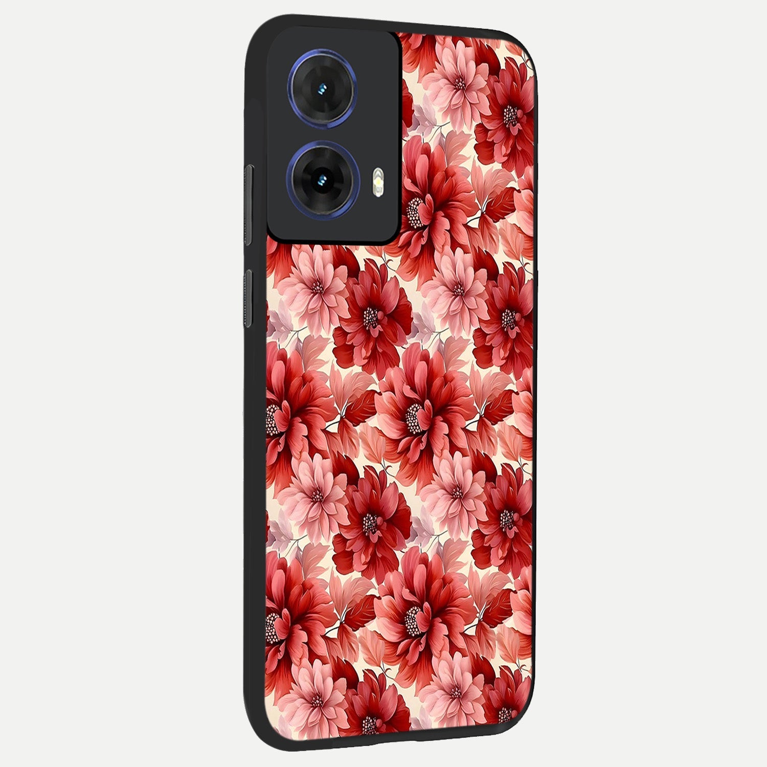  Crimson Love Petals back cover For Moto G85 slim fit glass case with vibrant aesthetic design