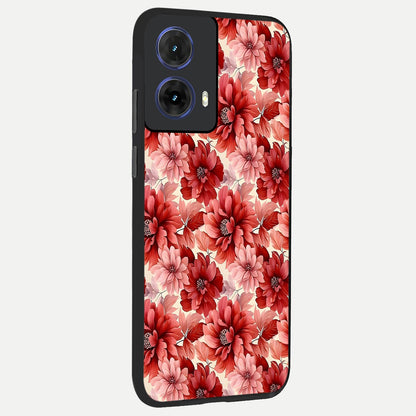  Crimson Love Petals back cover For Moto G85 slim fit glass case with vibrant aesthetic design