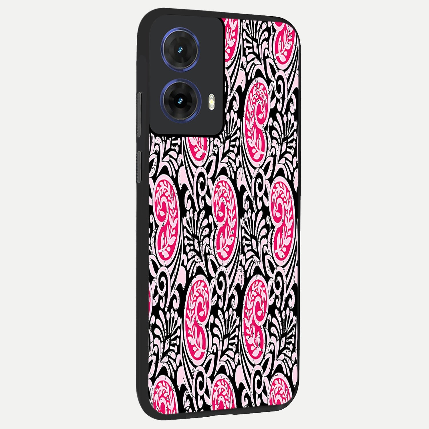  Crimson Paisley Charm back cover For Moto G85 slim fit glass case with vibrant aesthetic design