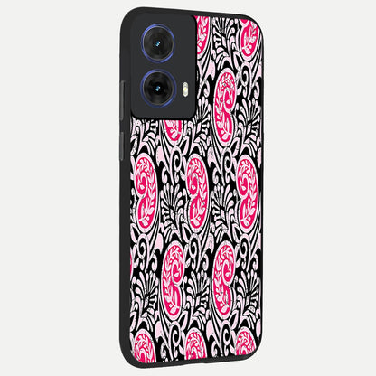  Crimson Paisley Charm back cover For Moto G85 slim fit glass case with vibrant aesthetic design