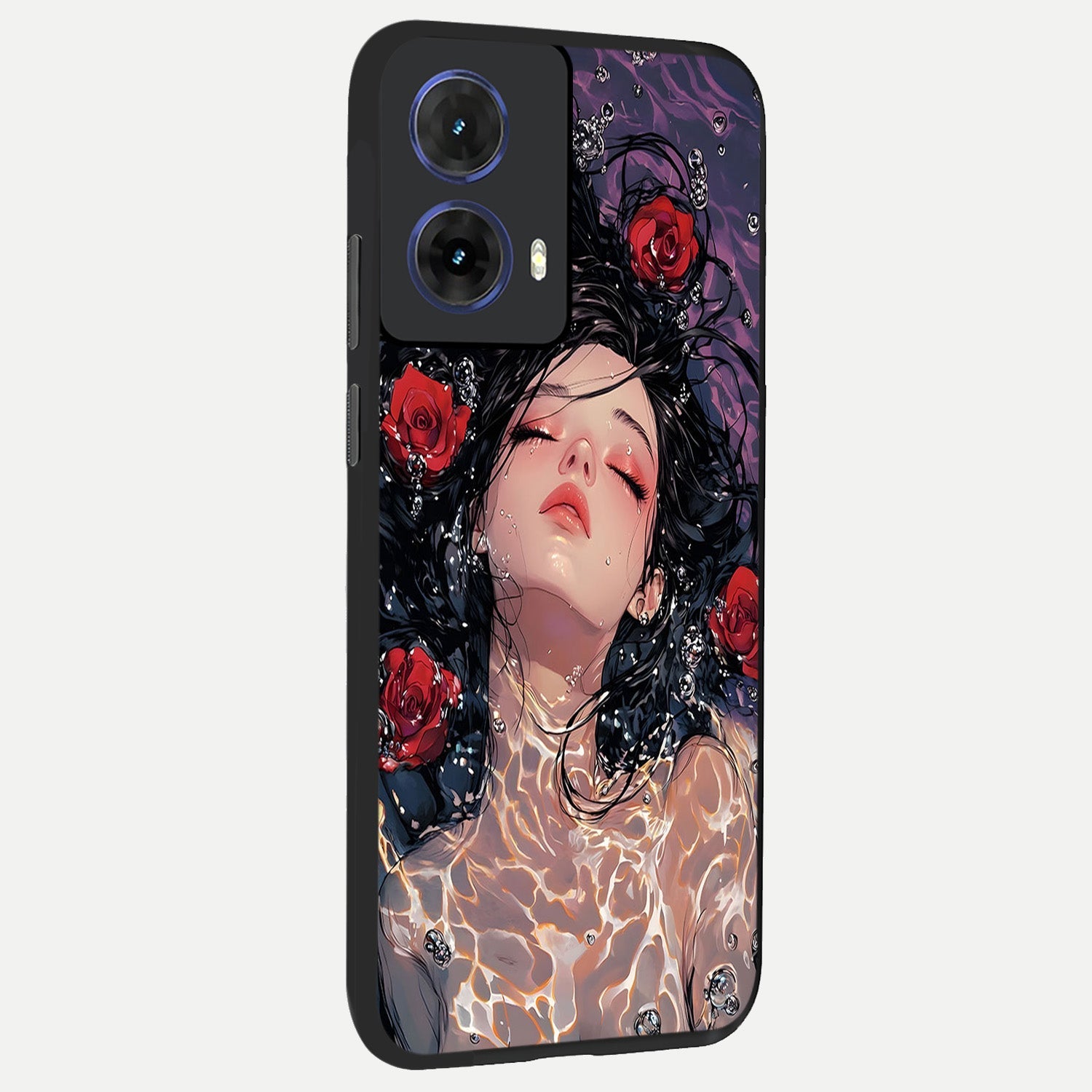  Crimson Rose Serenity back cover For Moto G85 slim fit glass case with vibrant aesthetic design