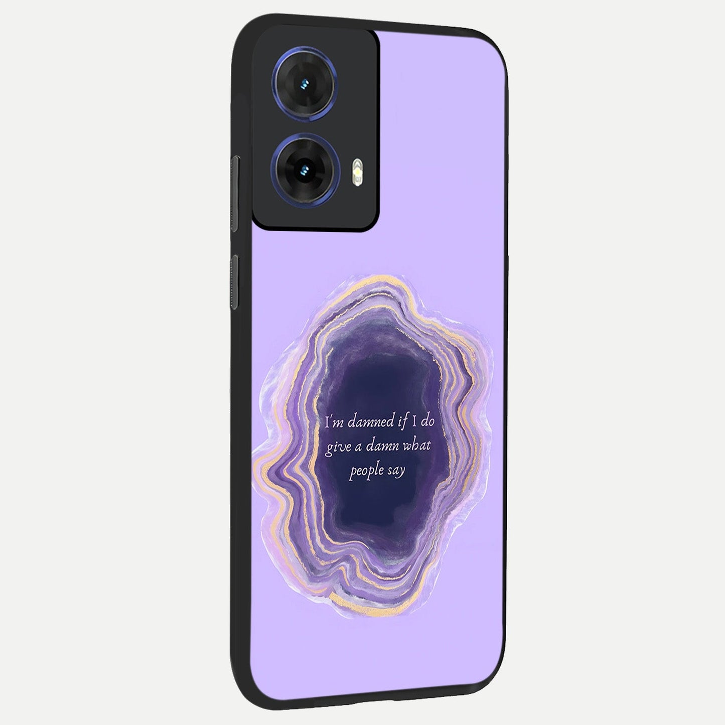  Damned People Quote back cover For Moto G85 slim fit glass case with vibrant aesthetic design