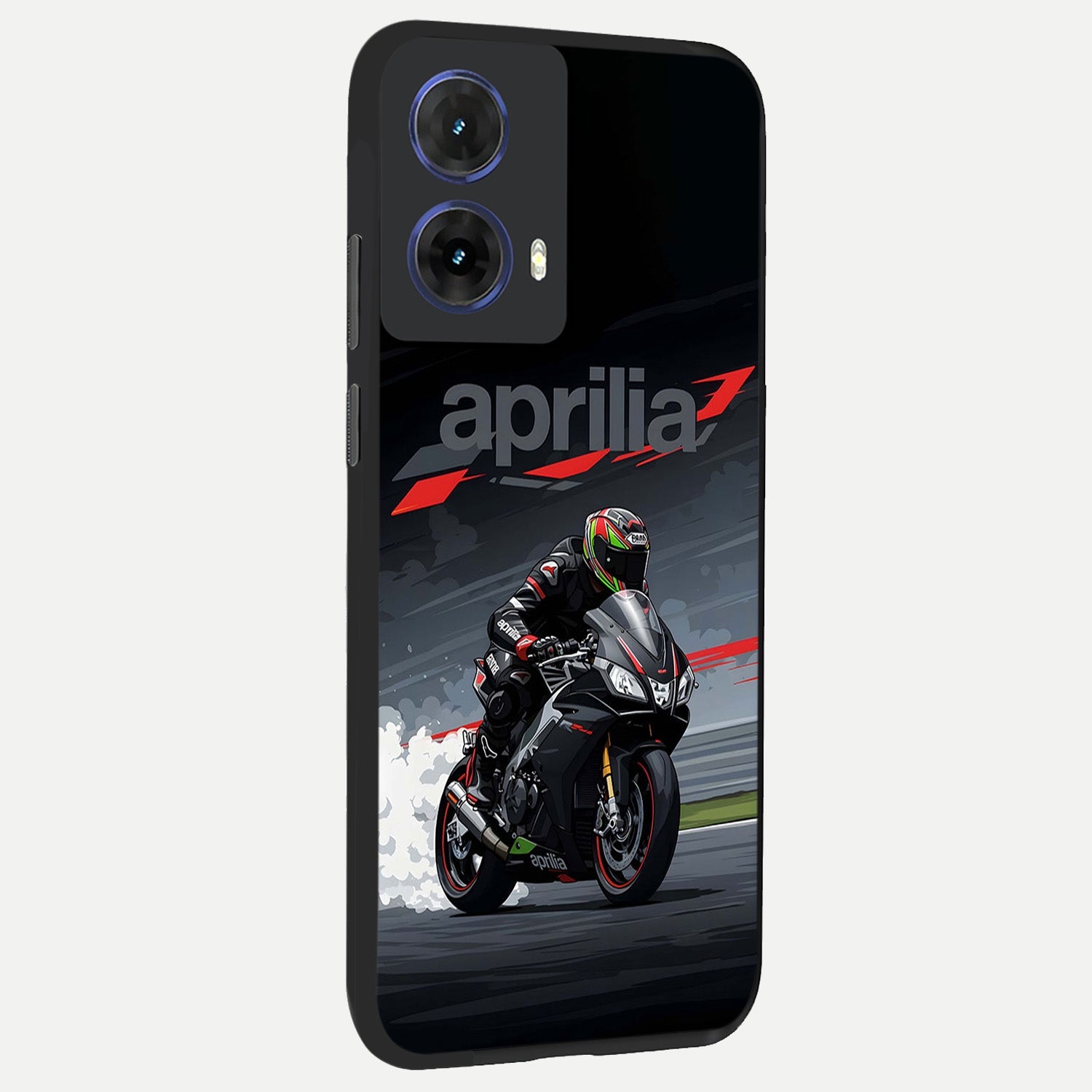  Dark Aprilla back cover For Moto G85 slim fit glass case with vibrant aesthetic design
