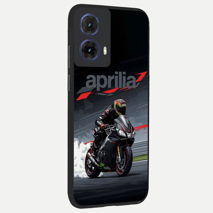  Dark Aprilla back cover For Moto G85 slim fit glass case with vibrant aesthetic design