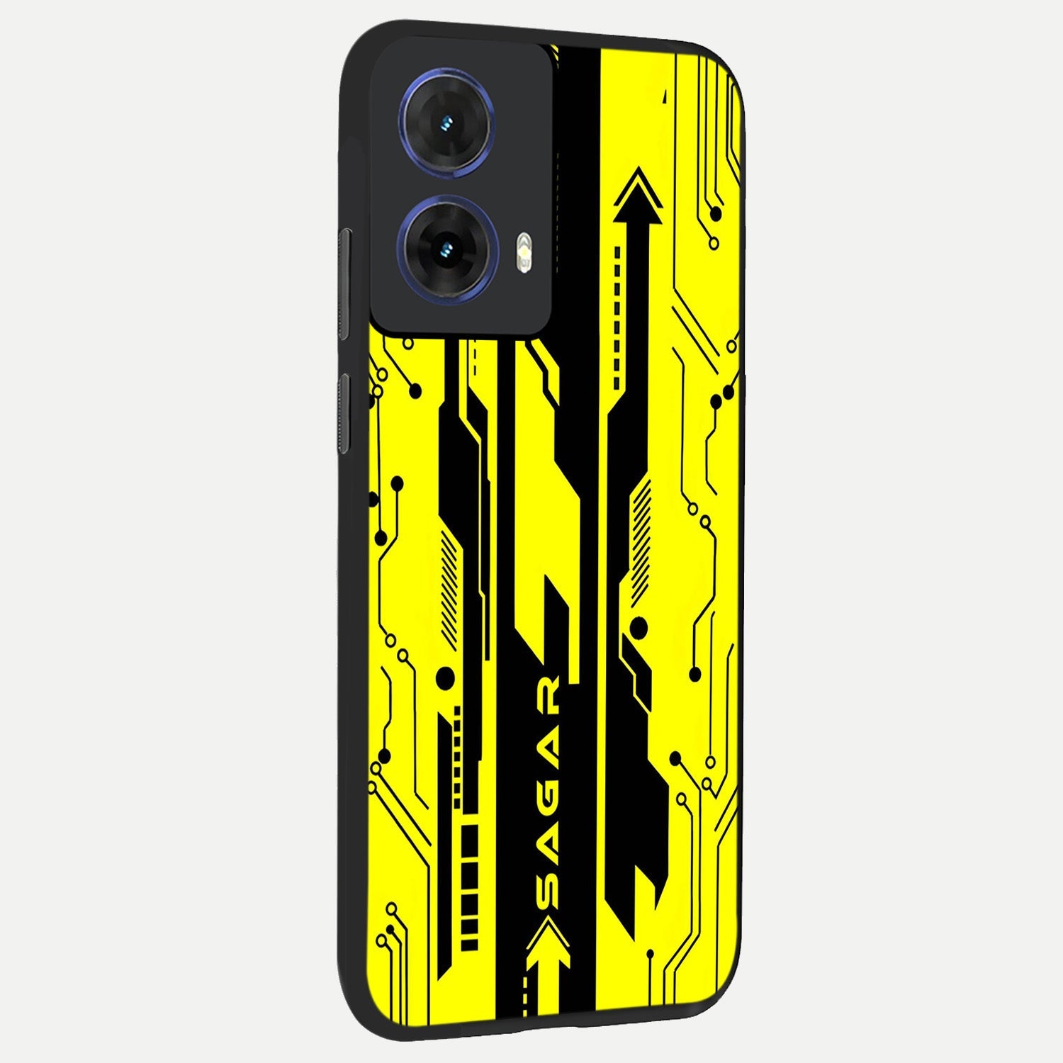  Electric Pulse CYBERPUNK Custom Name back cover For Moto G85 slim fit glass case with vibrant aesthetic design