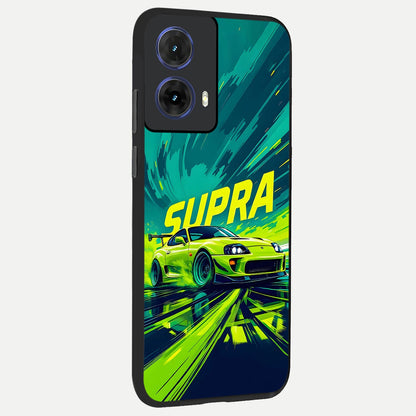  Electric Supra Thunder back cover For Moto G85 slim fit glass case with vibrant aesthetic design