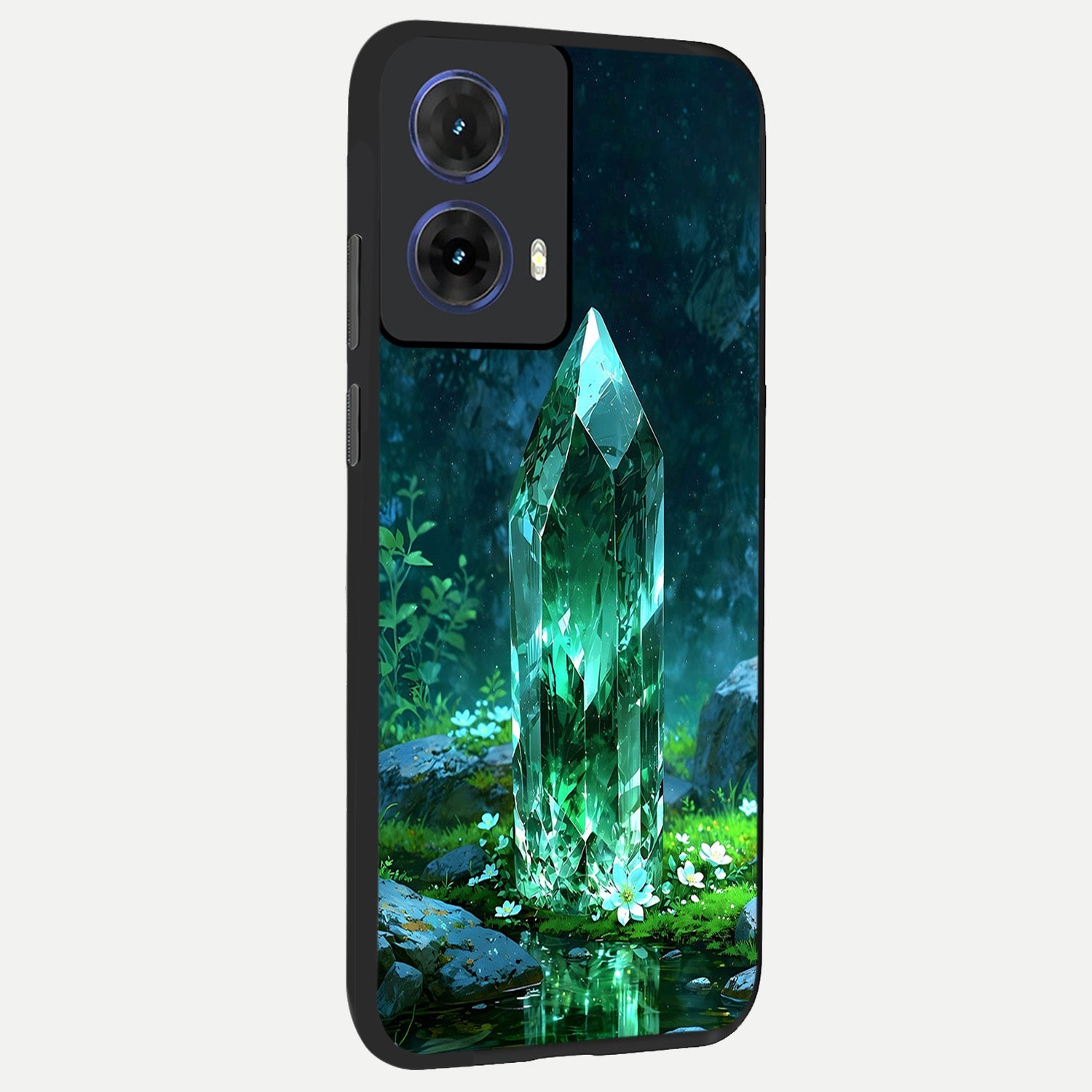  Emerald Light Crystal back cover For Moto G85 slim fit glass case with vibrant aesthetic design