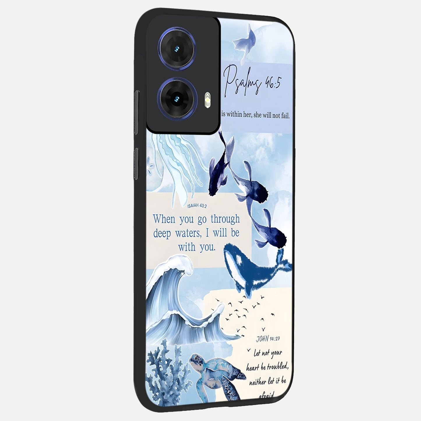  Faithful Ocean Promise back cover For Moto G85 slim fit glass case with vibrant aesthetic design