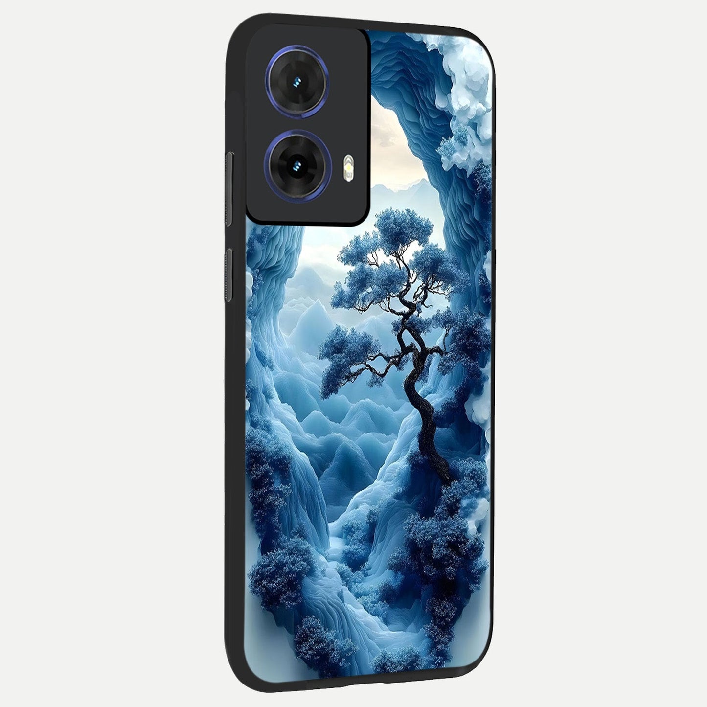  Frozen Serenity Gate back cover For Moto G85 slim fit glass case with vibrant aesthetic design