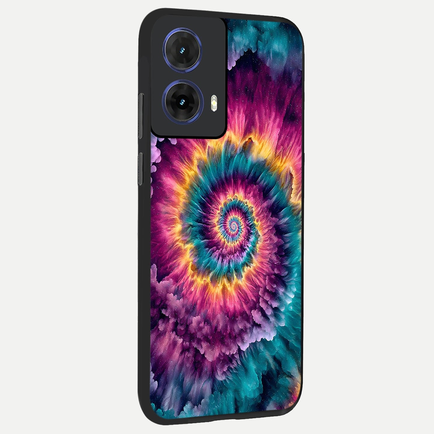  Galactic Spiral Burst back cover For Moto G85 slim fit glass case with vibrant aesthetic design