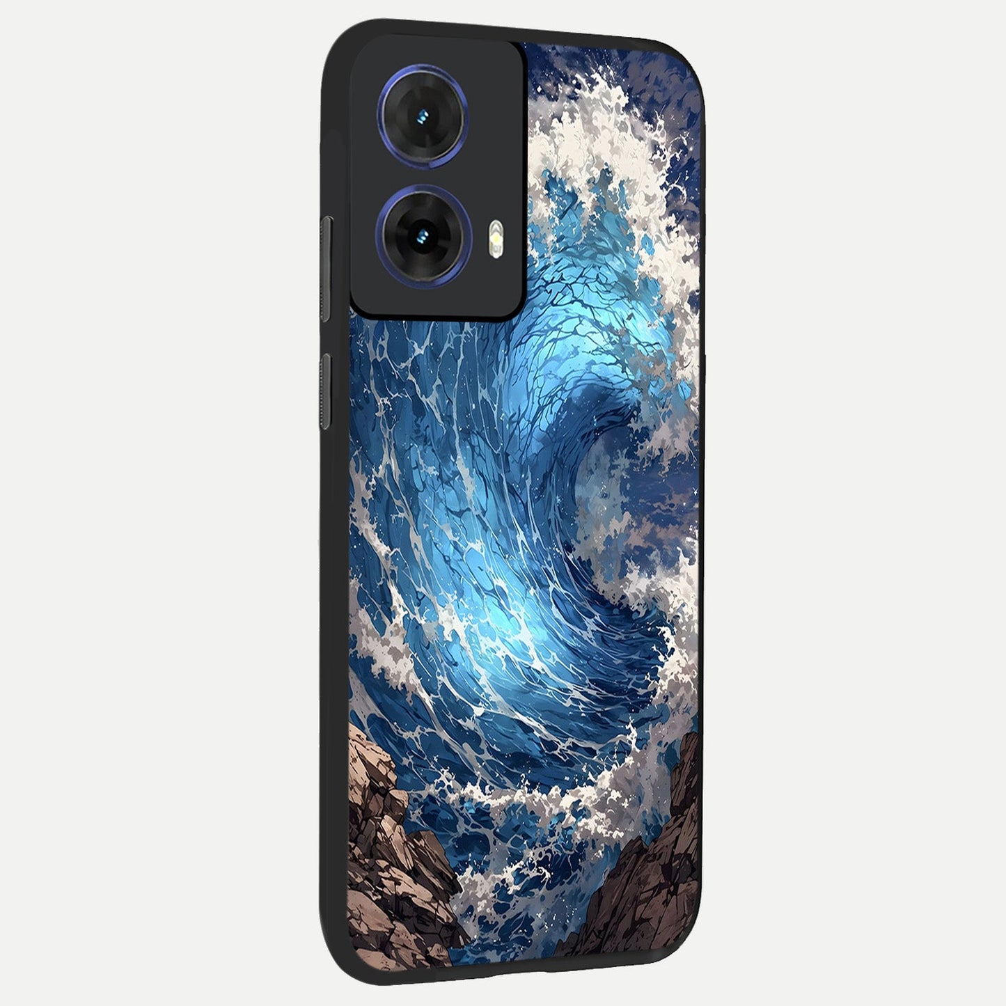  Giant Ocean Wave back cover For Moto G85 slim fit glass case with vibrant aesthetic design