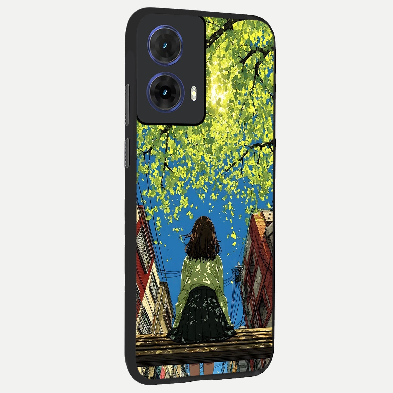  Golden Leaves Glow back cover For Moto G85 slim fit glass case with vibrant aesthetic design