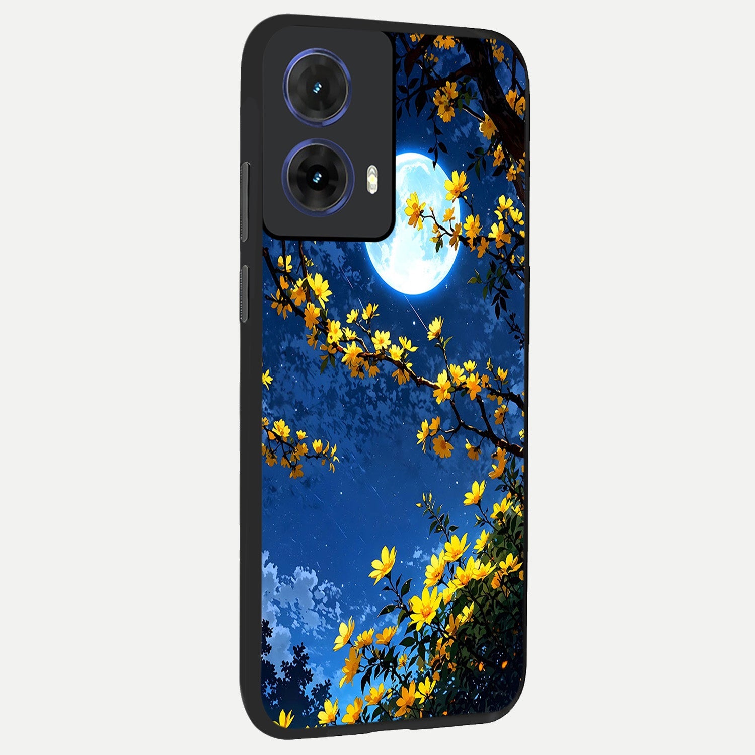  Golden Night Glow back cover For Moto G85 slim fit glass case with vibrant aesthetic design