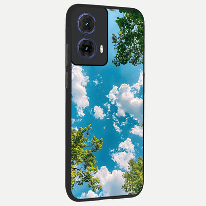  Green Moon Energy back cover For Moto G85 slim fit glass case with vibrant aesthetic design