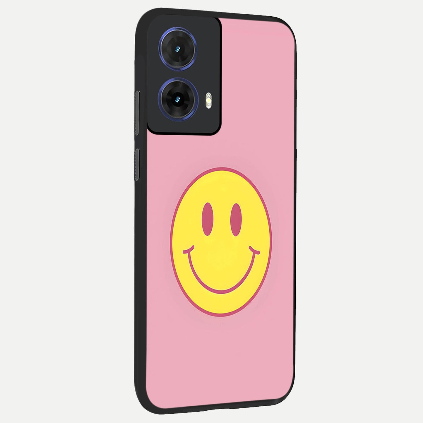  Happy Pink Mood back cover For Moto G85 slim fit glass case with vibrant aesthetic design