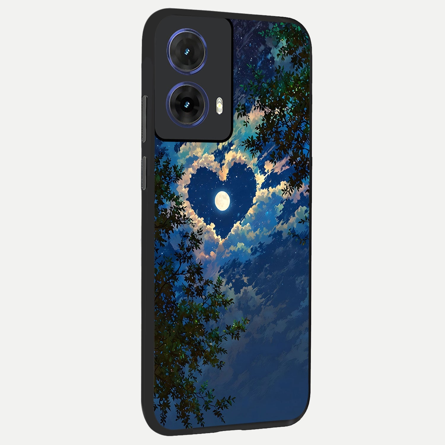  Heart With Moon Sky back cover For Moto G85 slim fit glass case with vibrant aesthetic design
