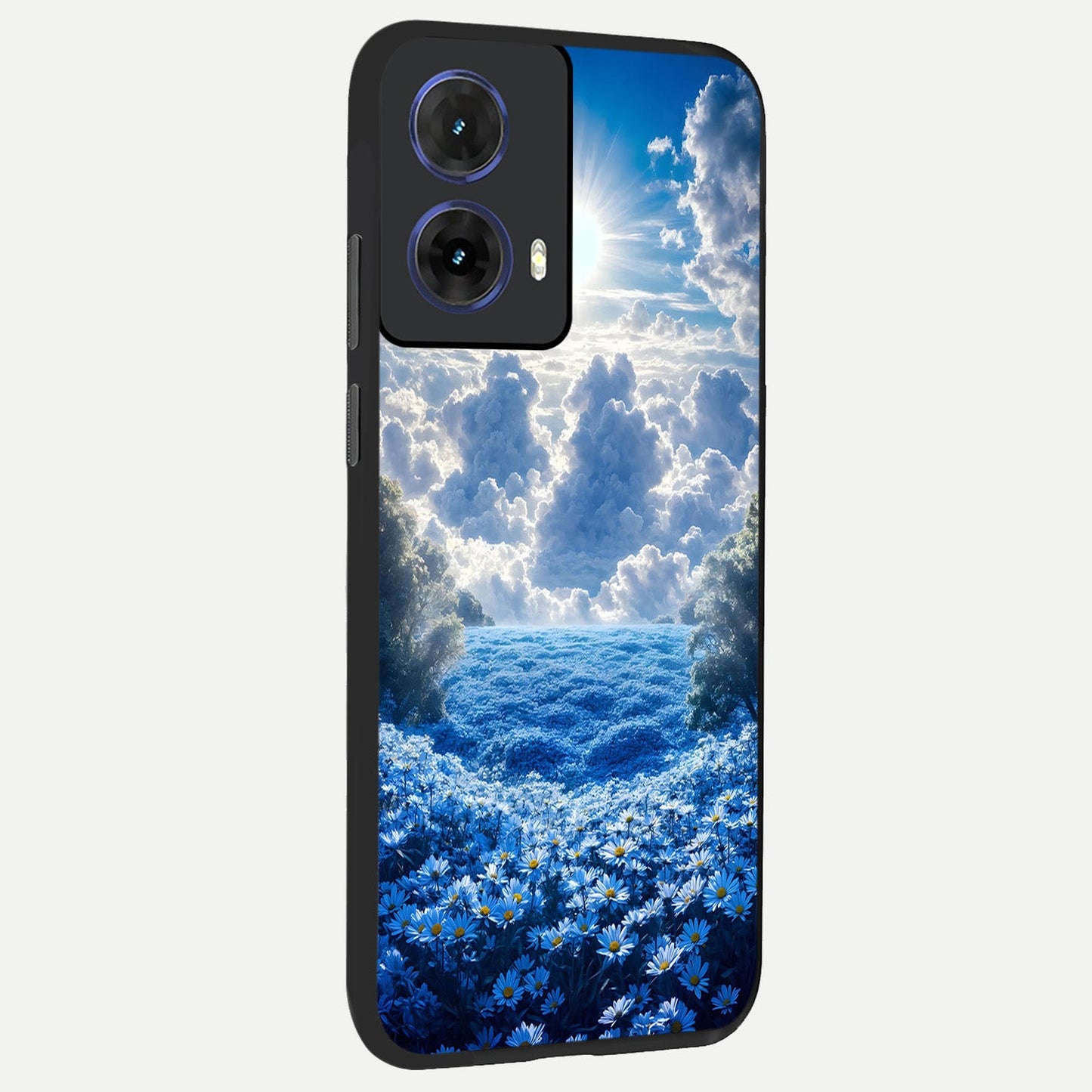  Heavenly Daisy Horizon back cover For Moto G85 slim fit glass case with vibrant aesthetic design