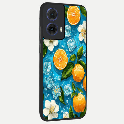  Ice Cube With Orange back cover For Moto G85 slim fit glass case with vibrant aesthetic design