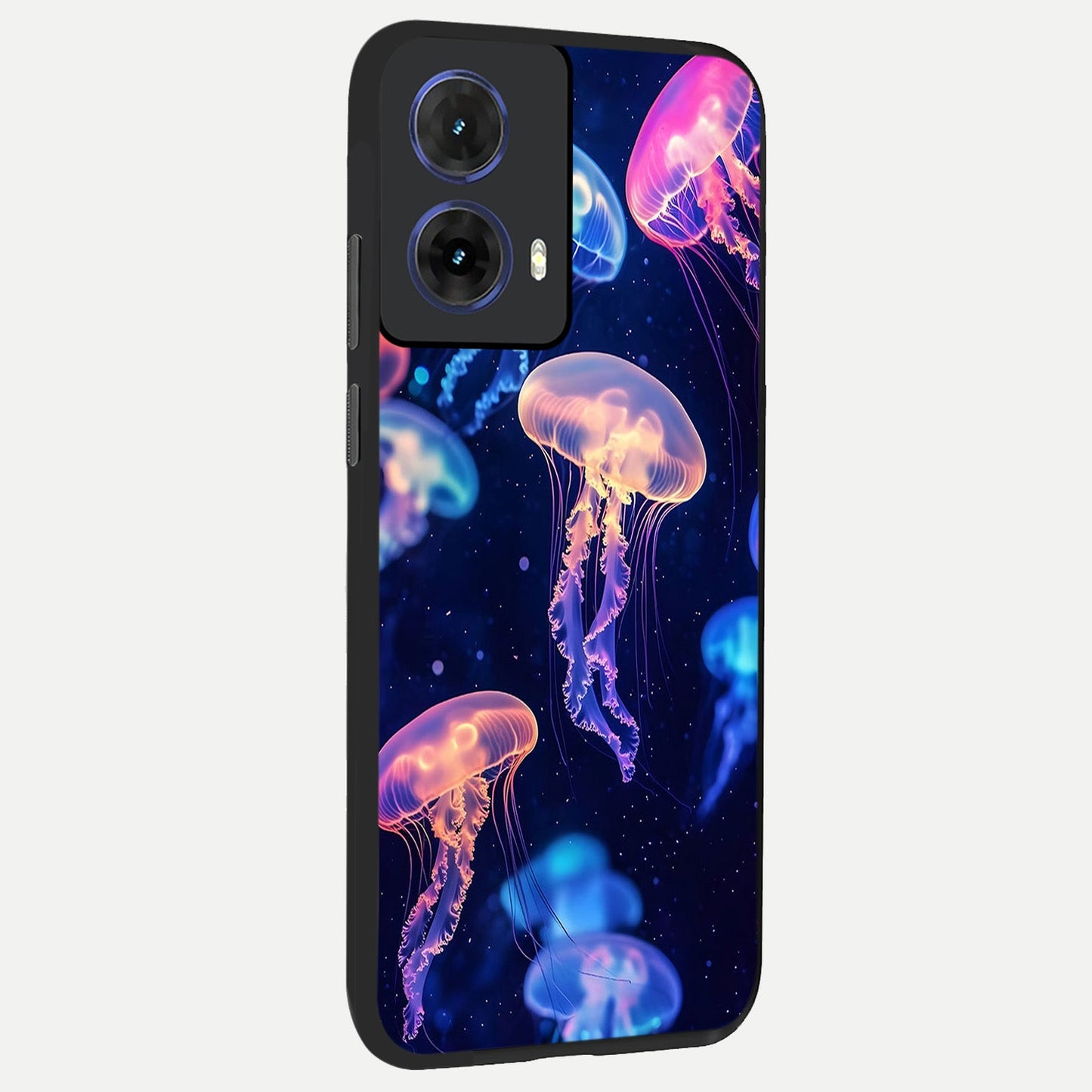  Jellyfish Pattern back cover For Moto G85 slim fit glass case with vibrant aesthetic design