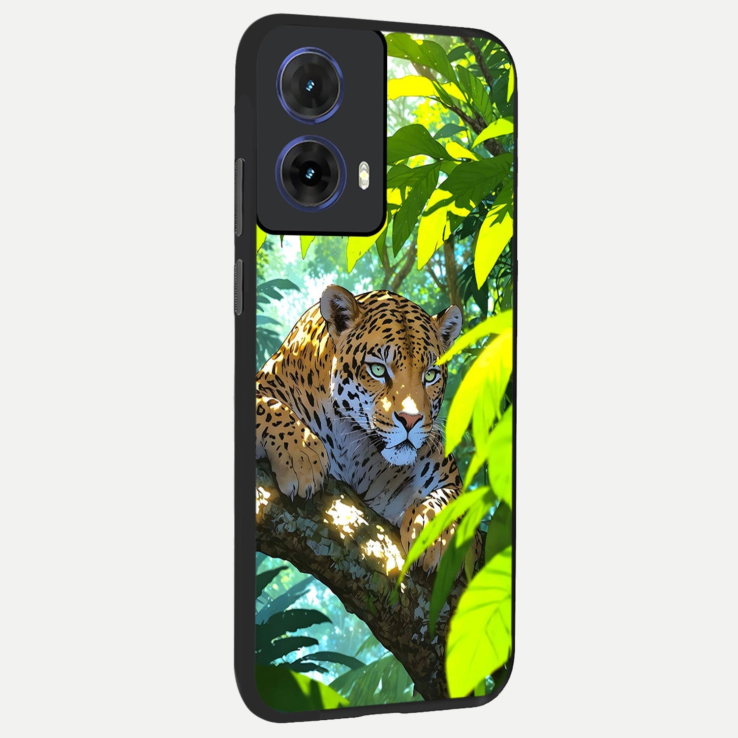  Leopard in Jungle back cover For Moto G85 slim fit glass case with vibrant aesthetic design
