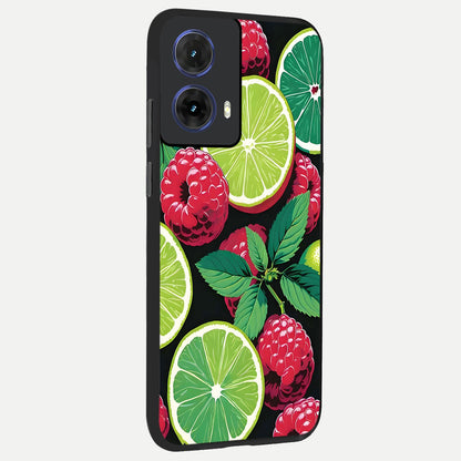  Lime and Raspberry Pattern back cover For Moto G85 slim fit glass case with vibrant aesthetic design