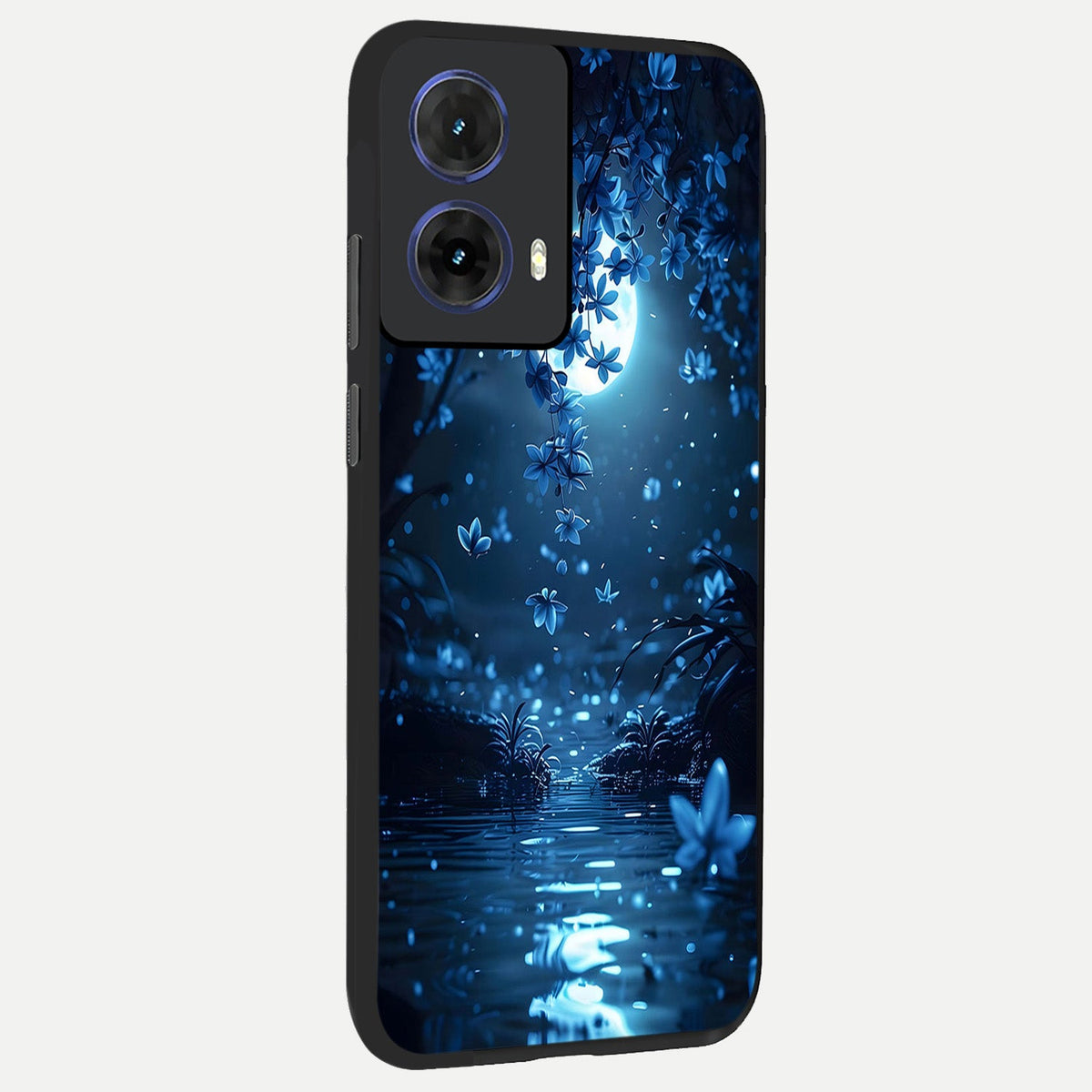  Moonlight Petal Dream back cover For Moto G85 slim fit glass case with vibrant aesthetic design