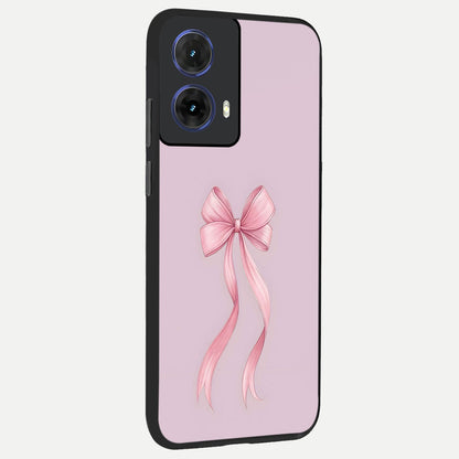  Soft Blush Bow back cover For Moto G85 slim fit glass case with vibrant aesthetic design