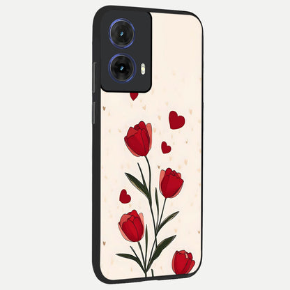  Tulip With Heart back cover For Moto G85 slim fit glass case with vibrant aesthetic design