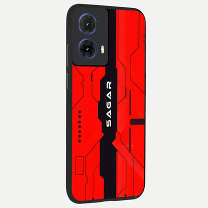  Voltage Rise CYBERPUNK Custom Name back cover For Moto G85 slim fit personalized glass case with bold cyberpunk design