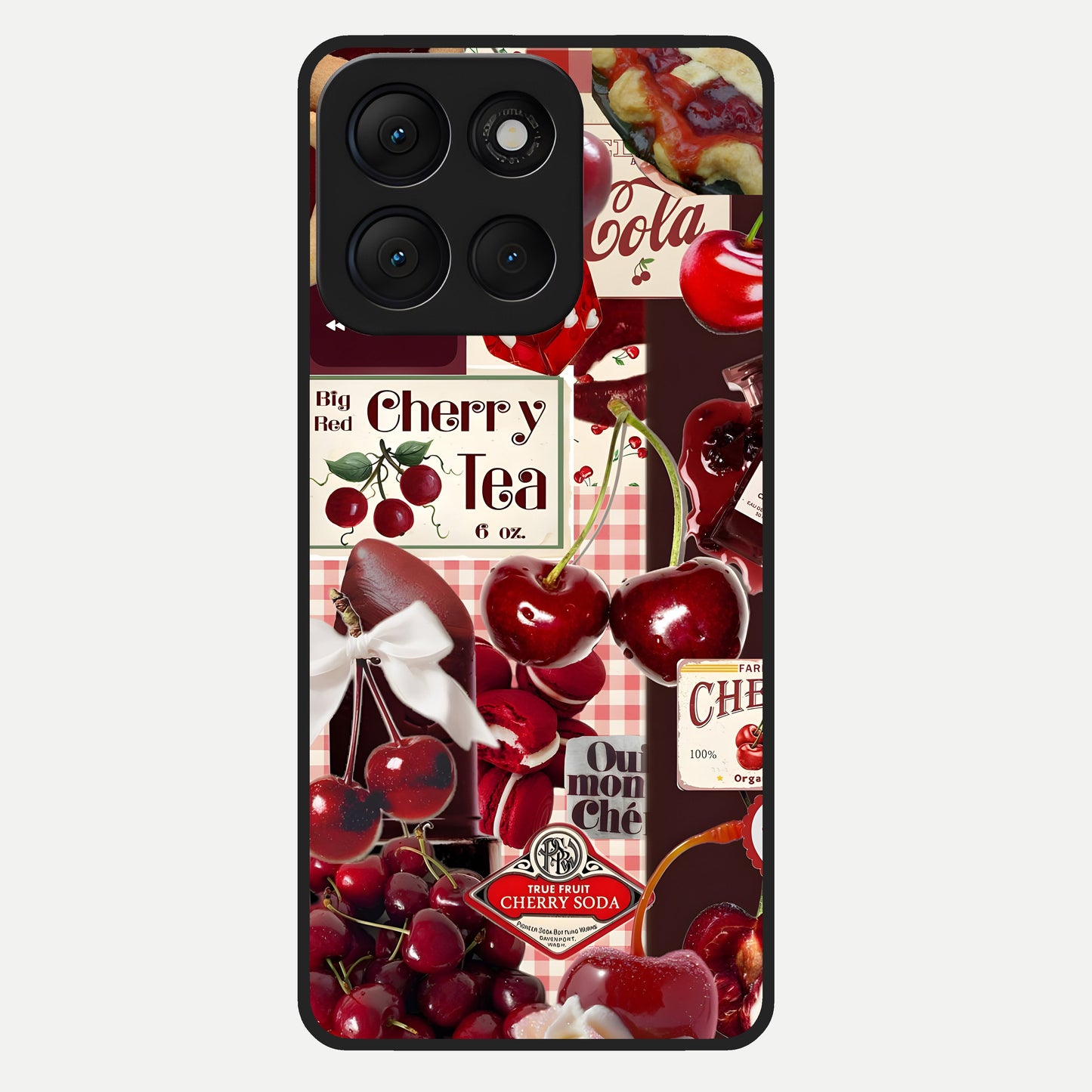  Aesthetic Cherry Tea Glass Case For Moto G86 Power back cover – full design glossy printed glass finish