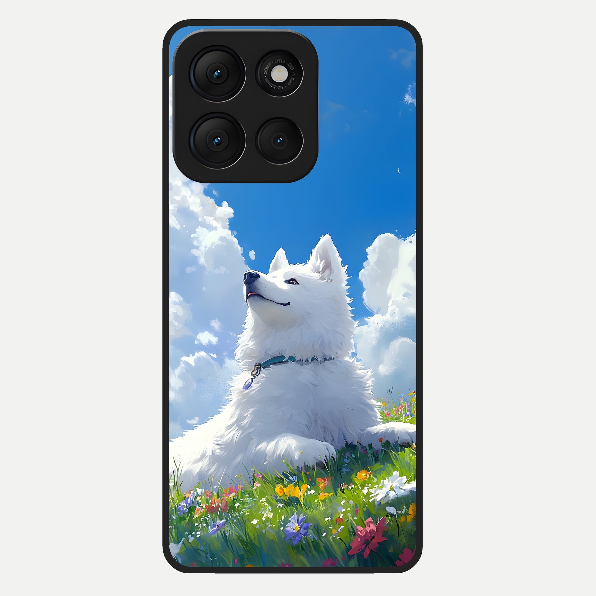  Blissful Cloud Pup Glass Case For Moto G86 Power back cover – full design glossy printed glass finish