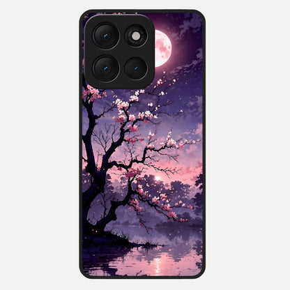  Blossom Pink Moon Glass Case For Moto G86 Power back cover – full design glossy printed glass finish