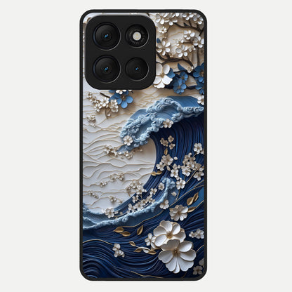  Blossom Wave Art Glass Case For Moto G86 Power back cover – full design glossy printed glass finish