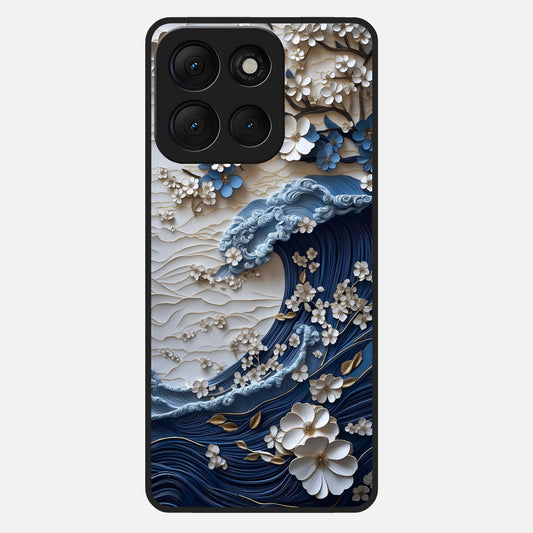  Blossom Wave Art Glass Case For Moto G86 Power back cover – full design glossy printed glass finish