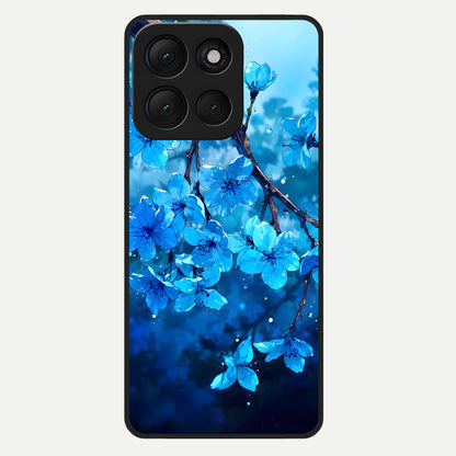  Blue Blossoms Branch Glass Case For Moto G86 Power back cover – full design glossy printed glass finish