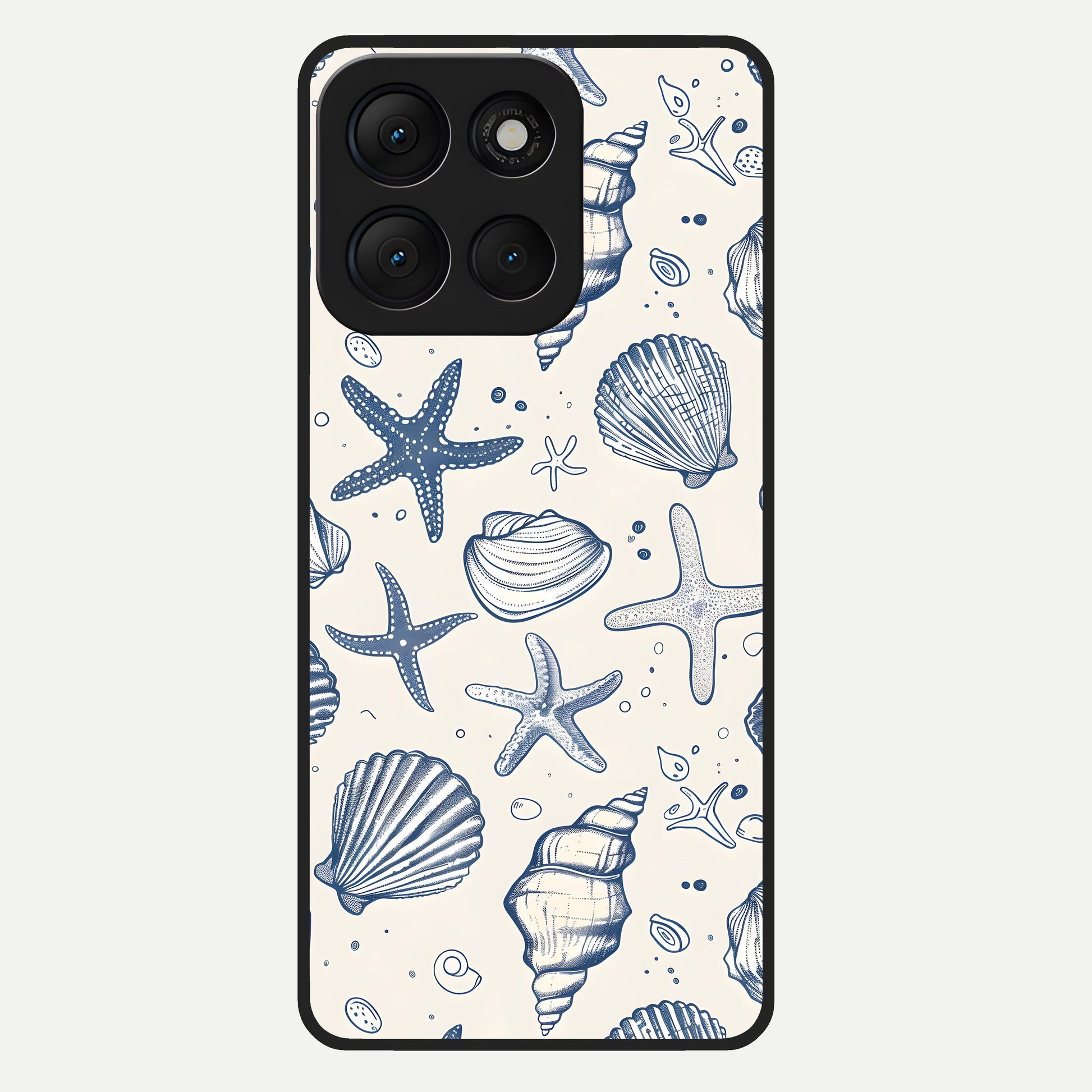  Blue Ocean Outline Glass Case For Moto G86 Power back cover – full design glossy printed glass finish