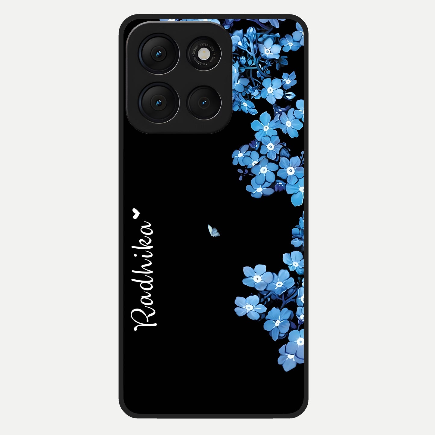  Blue Petal Dream Custom Name Glass Case For Moto G86 Power back cover – full design glossy printed glass finish