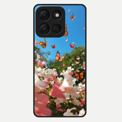  Butterflies In Bloom Sky Glass Case For Moto G86 Power back cover – full design glossy printed glass finish
