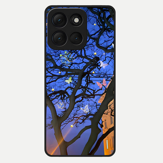  Butterfly Night Magic Glass Case For Moto G86 Power back cover – full design glossy printed glass finish