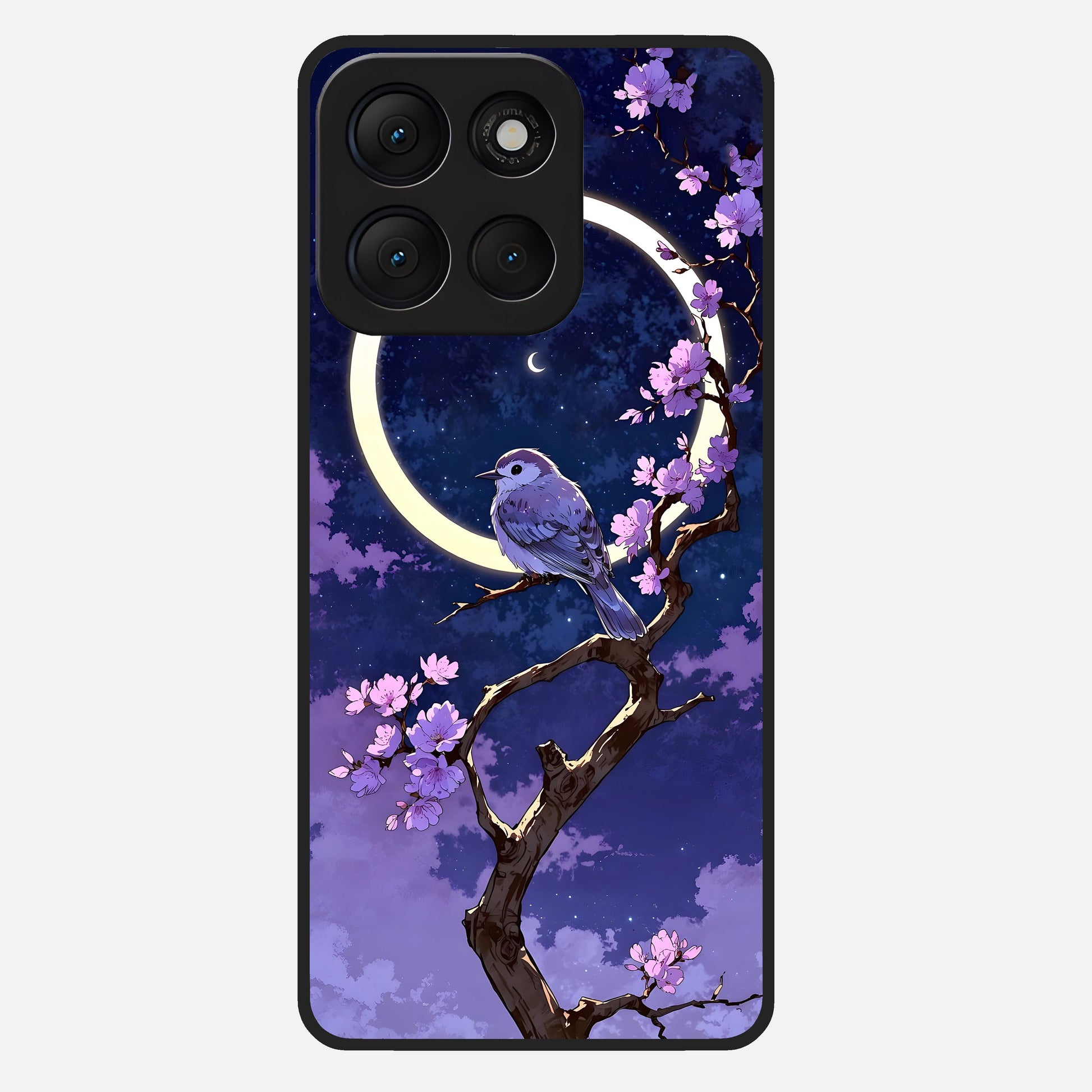  Celestial Bird Blossom Glass Case For Moto G86 Power back cover – full design glossy printed glass finish