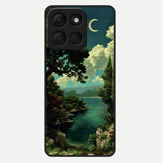  Celestial Lake Peace Glass Case For Moto G86 Power back cover – full design glossy printed glass finish