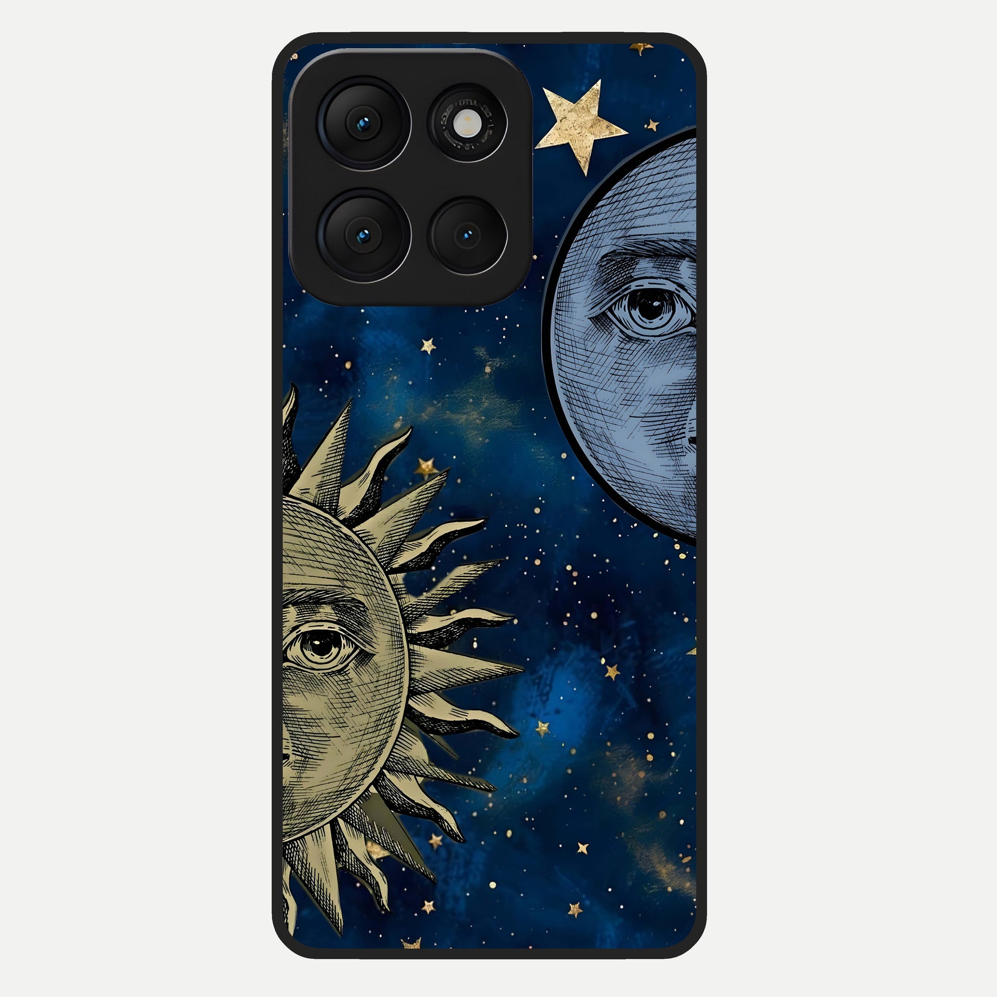  Celestial Moon With Sun Glass Case For Moto G86 Power back cover – full design glossy printed glass finish